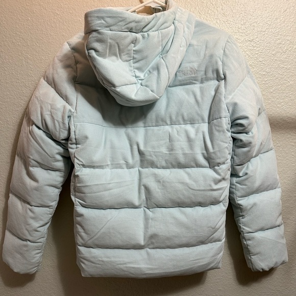 THE NORTHFACE light blue corduroy puffy jacket 550, size Youth XL. NWOT - Picture 2 of 7